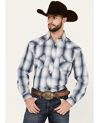 Panhandle Men's Plaid Print Long Sleeve Pearl Snap Performance Western Shirt
