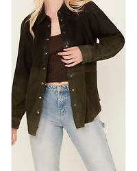 Cleo + Wolf Women's Ombre Suede Snap Up Shacket