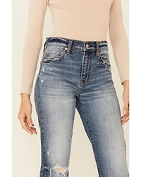 Daze Women's Medium Wash Slim Straight Leg Ankle Jeans