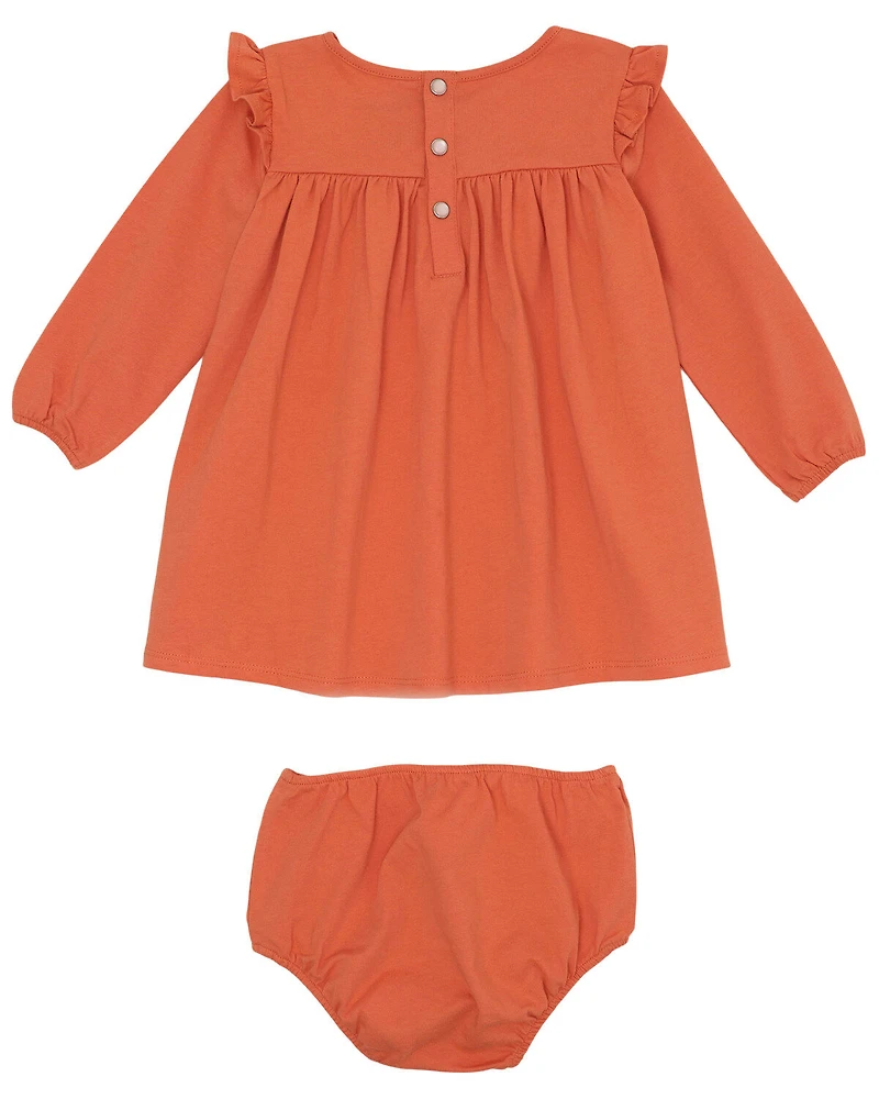 Wrangler Infant Girls' Print Long Sleeve Dress And Diaper Cover - 2 Piece