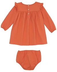 Wrangler Infant Girls' Print Long Sleeve Dress And Diaper Cover - 2 Piece
