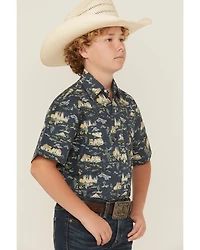 Panhandle Slim Boys' Desert Print Short Sleeve Snap Western Shirt
