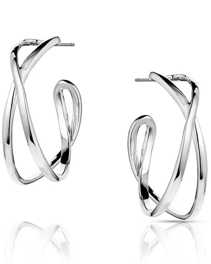 Montana Silversmiths Women's Daring Crossed Hoop Earrings