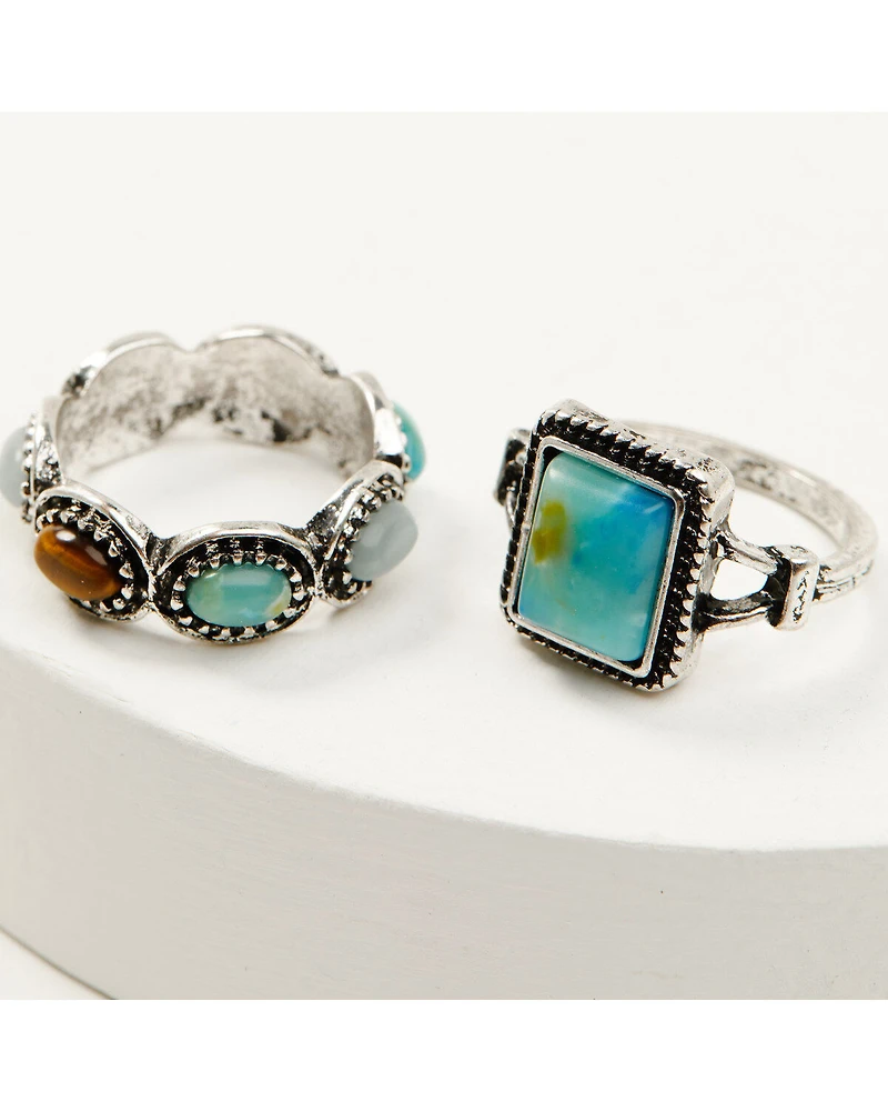 Shyanne Women's Juniper Sky Multi Gem Ring Set - 5 Piece