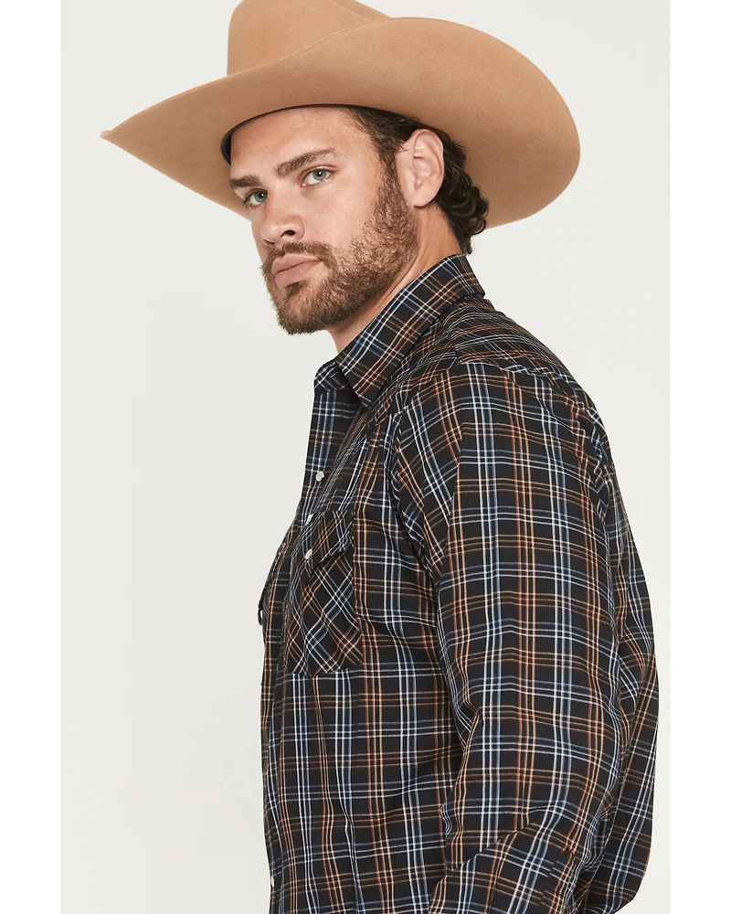 Ely Walker Men's Plaid Print Long Sleeve Sap Western Shirt