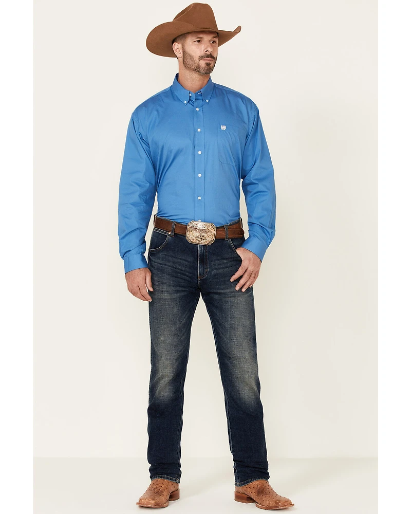 Cinch Men's Solid Long Sleeve Button-Down Western Shirt