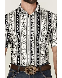 RANK 45® Men's Buffalo Southwestern Striped Print Short Sleeve Button-Down Stretch Western Shirt