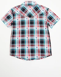 Cody James Toddler Boys' Steerhead Plaid Print Short Sleeve Snap Western Shirt
