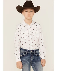 Ariat Girls' R.E.A.L Thunderbird Print Long Sleeve Stretch Snap Western Shirt