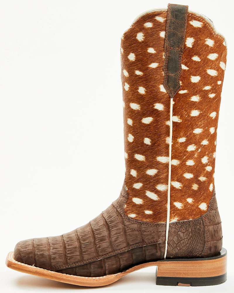 Ariat Women's Frontier Angelina Exotic Caiman Western Boots - Broad Square Toe