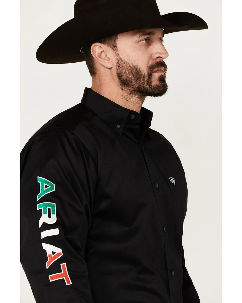 Ariat Men's Twill Fitted Team Mexico Solid Long Sleeve Button-Down Western Shirt
