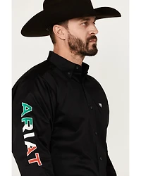 Ariat Men's Twill Fitted Team Mexico Solid Long Sleeve Button-Down Western Shirt