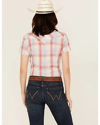 Wrangler Retro Women's Plaid Print Short Sleeve Pearl Snap Western Shirt