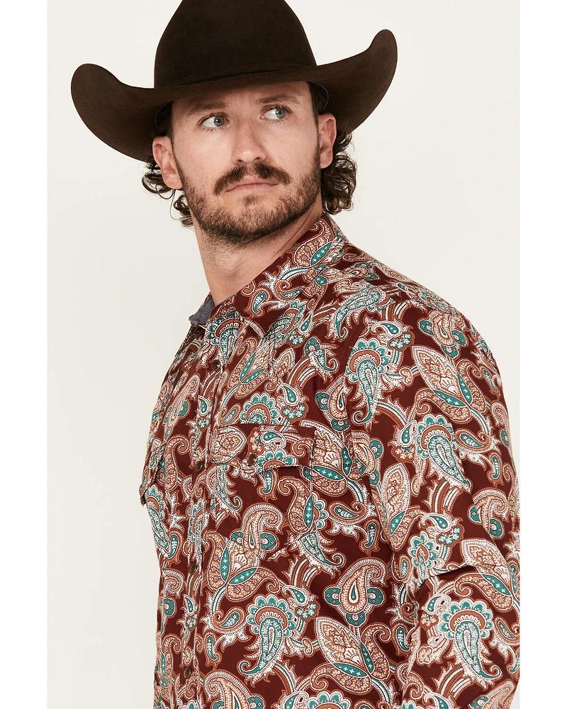 Cody James Men's Noah Paisley Print Long Sleeve Snap Western Shirt - Tall