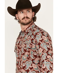 Cody James Men's Noah Paisley Print Long Sleeve Snap Western Shirt - Tall