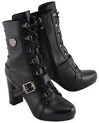 Milwaukee Leather Women's Block Heel Lace Front Boots - Round Toe