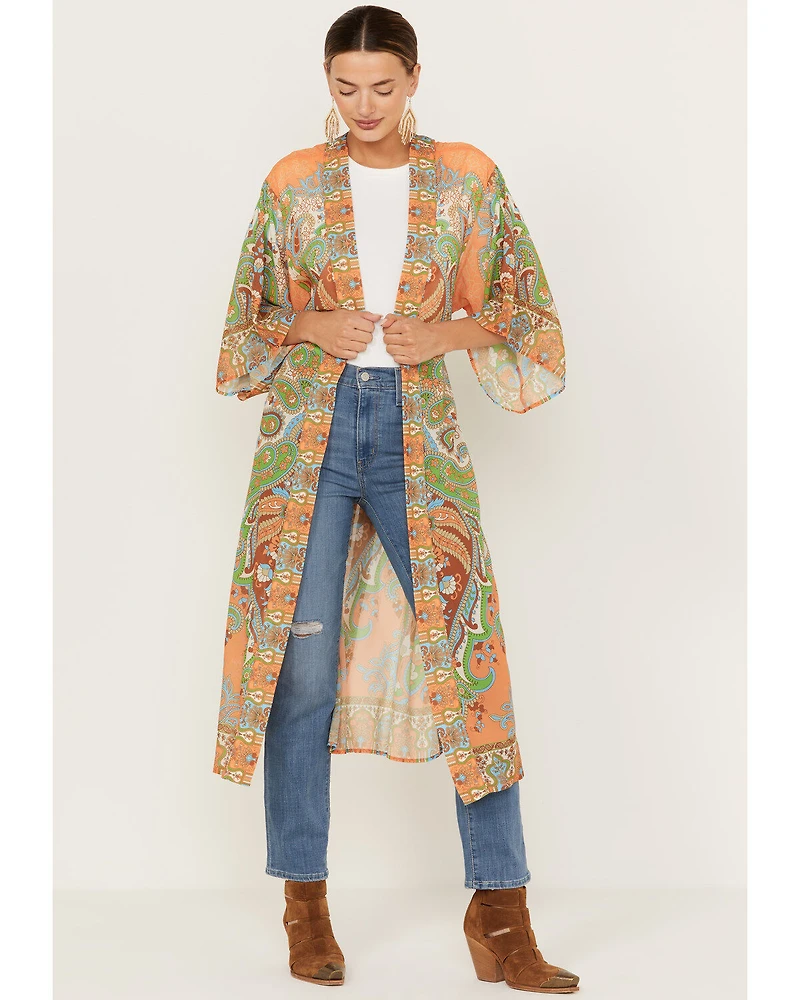 Flying Tomato Women's Paisley Print Kimono