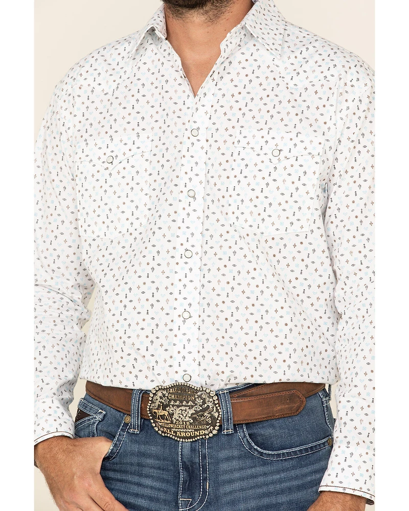 Rough Stock By Panhandle Men's Picacho Southwest Geo Print Long Sleeve Western Shirt