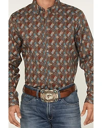 RANK 45® Men's Hudson Geo Southwestern Print Long Sleeve Button-Down Stretch Western Shirt