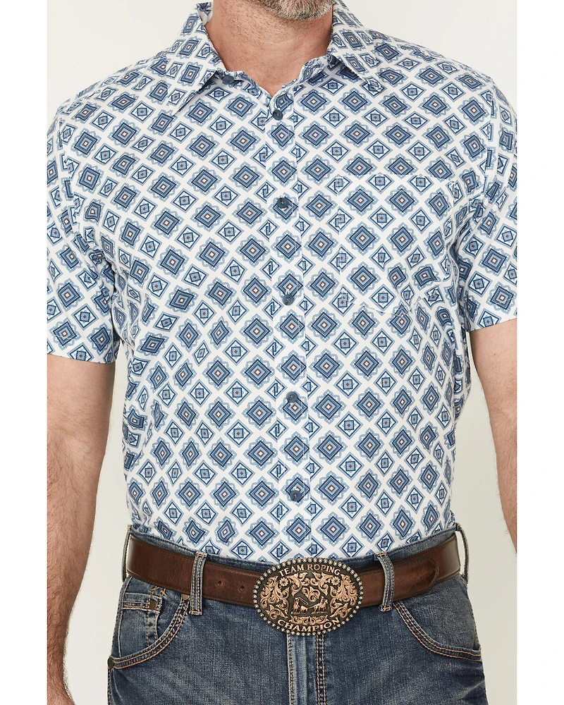 Gibson Trading Co Men's Bowling Alley Medallion Short Sleeve Button-Down Stretch Western Shirt