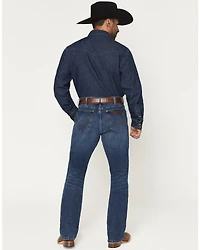 Wrangler Retro Men' Dark Wash Relaxed Bootcut Stretch Denim Jeans