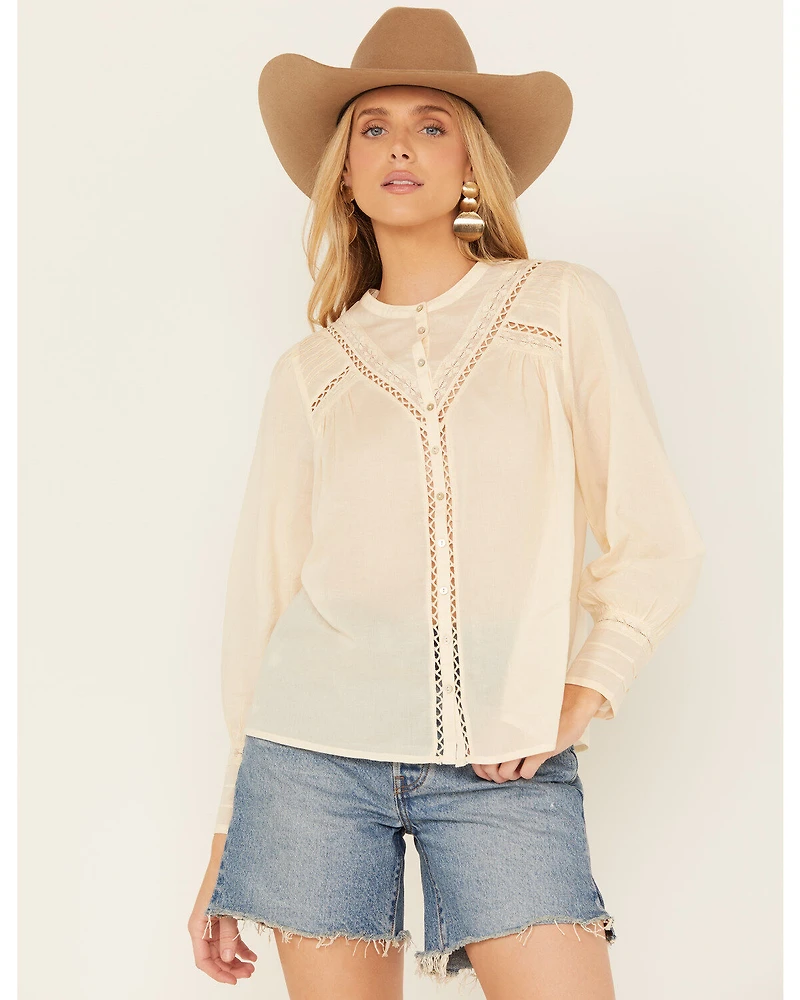 Bila Women's Long Sleeve Embroidered Peasant Top