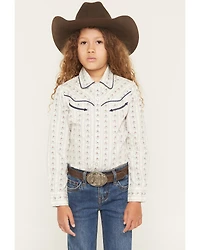 Ely Walker Girls' Wallpaper Floral Long Sleeve Pearl Snap Western Shirt
