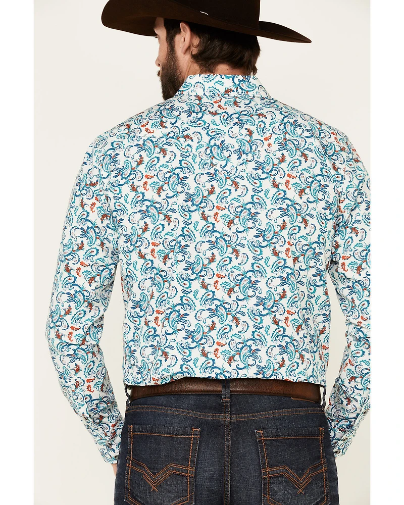 Cody James Men's City Lights Paisley Print Long Sleeve Snap Western Shirt