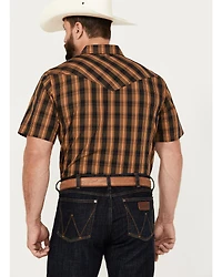 Cody James Men's Caliente Small Plaid Print Short Sleeve Western Snap Shirt