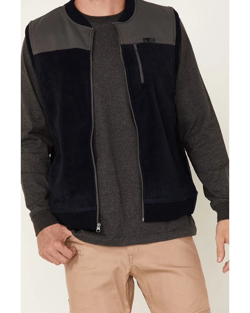 Wrangler ATS Men's All-Terrain Dark Sapphire Fleece Zip-Front Bomber Vest
