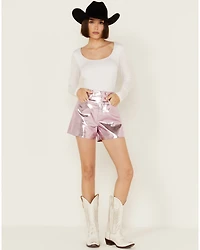 BLANKNYC Women's High Rise Metallic Shorts