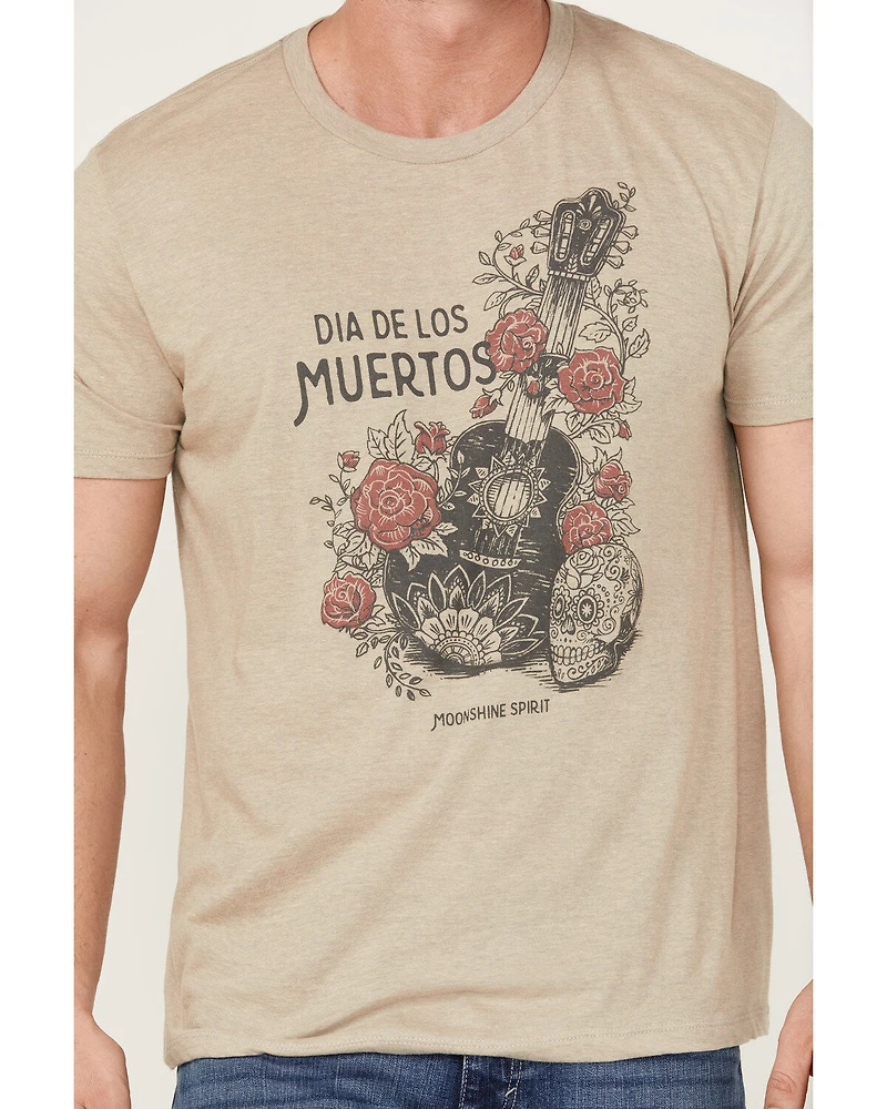 Moonshine Spirit Men's Skull Guitar Short Sleeve Graphic T-Shirt
