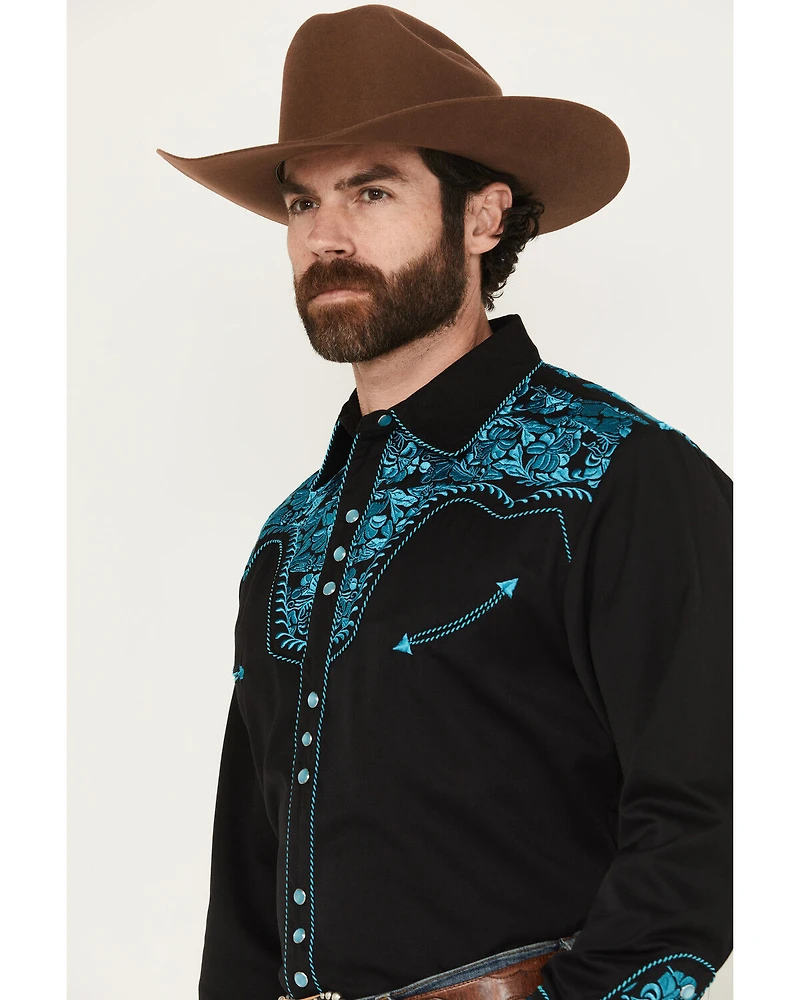 Scully Men's Gunfighter Embroidered Long Sleeve Snap Western Shirt