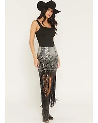 Idyllwind Women's Synterra Ombre Sequins Fringe Mini Skirt