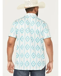 Rock & Roll Denim Men's Southwestern Print Short Sleeve Button-Down Stretch Polo Shirt