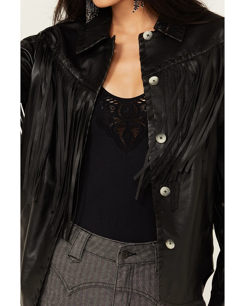 Idyllwind Women's Amburn Leather Fringe Shacket
