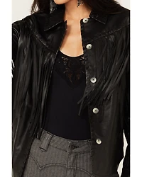 Idyllwind Women's Amburn Leather Fringe Shacket