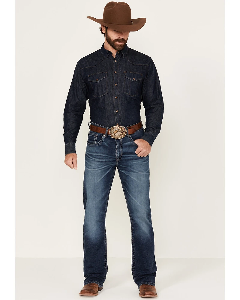 Rock 47 by Wrangler Men's Deverow Dark Wash Slim Bootcut Stretch Denim Jeans