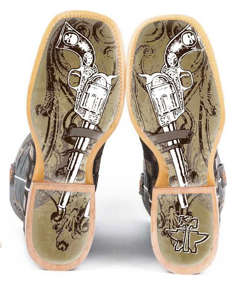Tin Haul Men's Gun Metal Check Western Boots