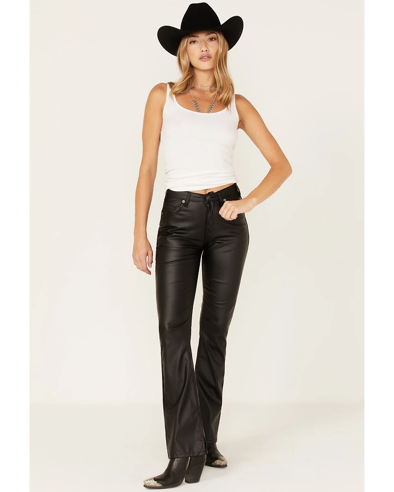 Rock & Roll Denim Women's Pleather High Rise Bootcut Pants