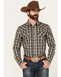 Gibson Trading Co Men's Dark Knight Plaid Print Long Sleeve Snap Stretch Western Shirt