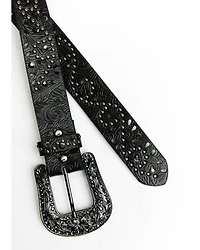 Shyanne Women's Black Floral Embossed Western Belt