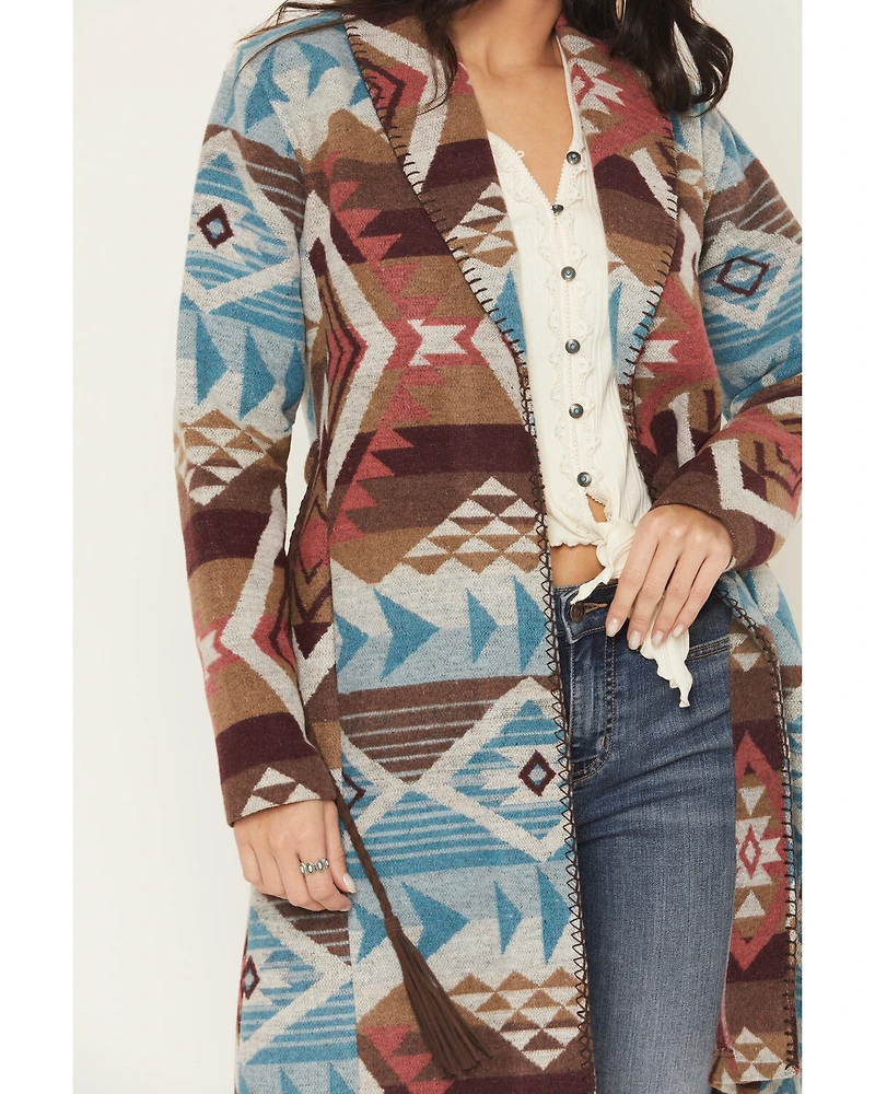 Shyanne Women's Southwestern Print Long Line Coat