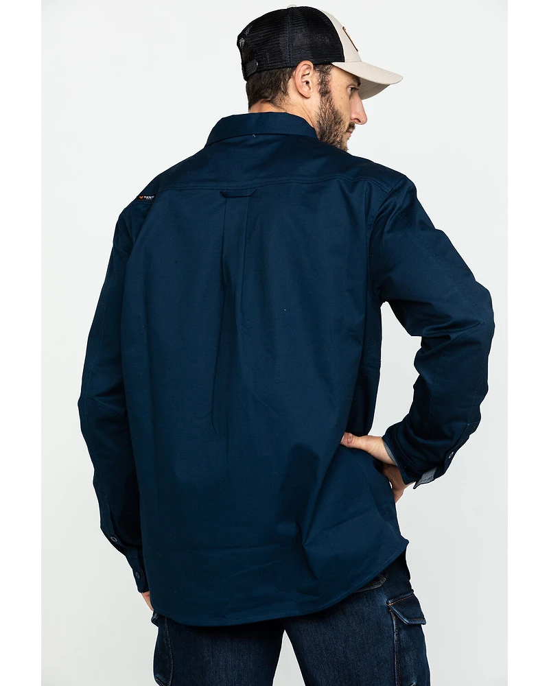 Hawx Men's Navy Stretch Twill Long Sleeve Work Shirt