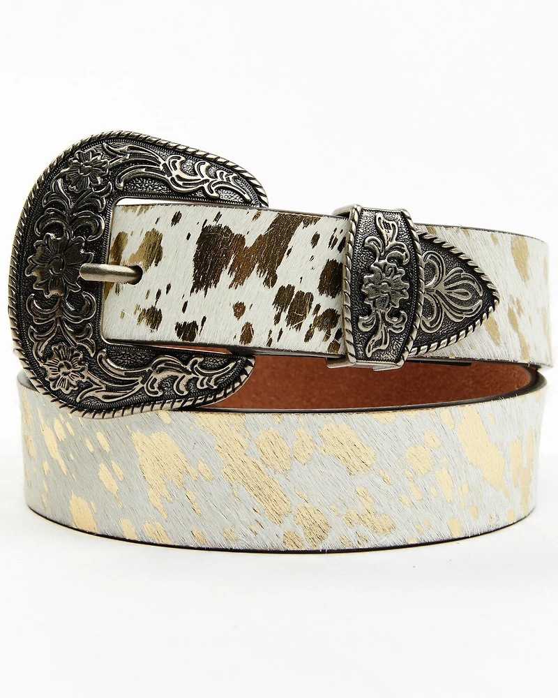 Shyanne Women's Foil Hair-On Cowhide Belt