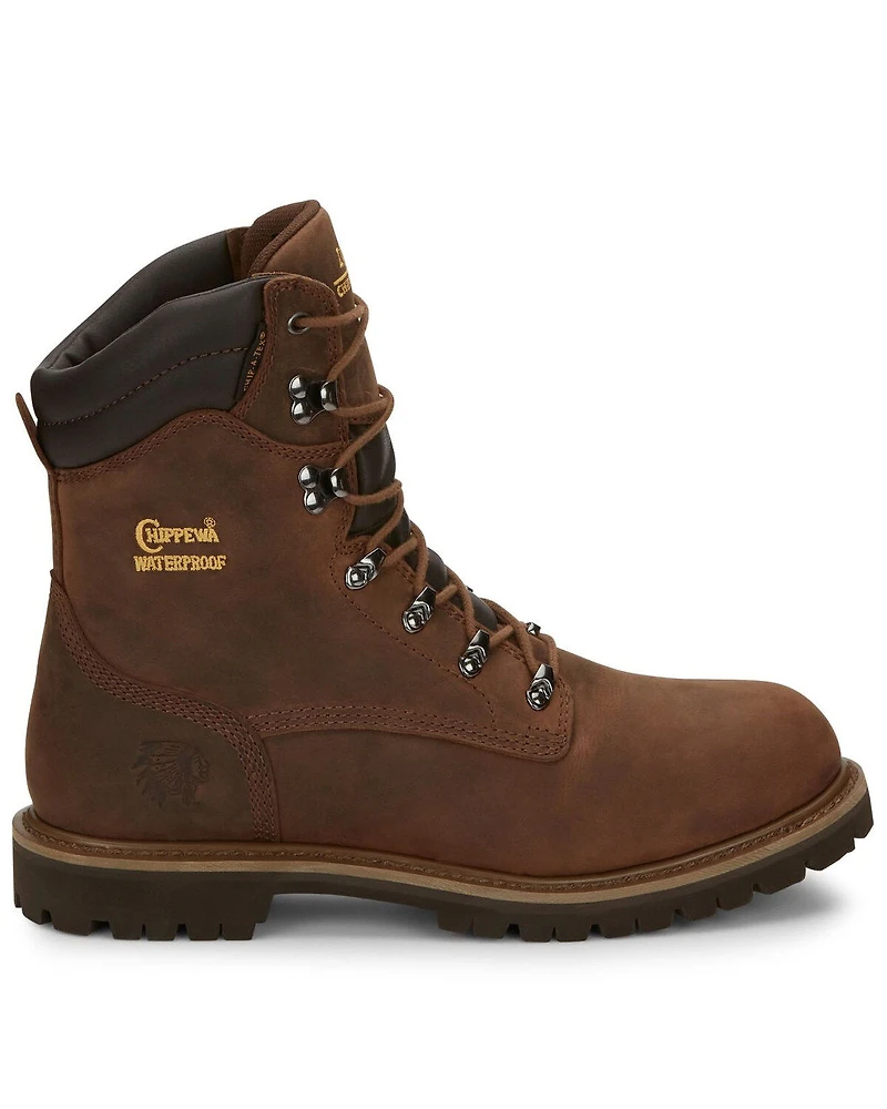 Chippewa Men's Heavy Duty Waterproof & Insulated Aged Bark 8" Work Boots - Soft Toe