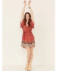 Angie Women's Ruffle Sleeve Tiered Mini Dress