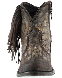 Liberty Black Women's Chloe Leopard Print Braided Fringe Western Booties - Snip Toe