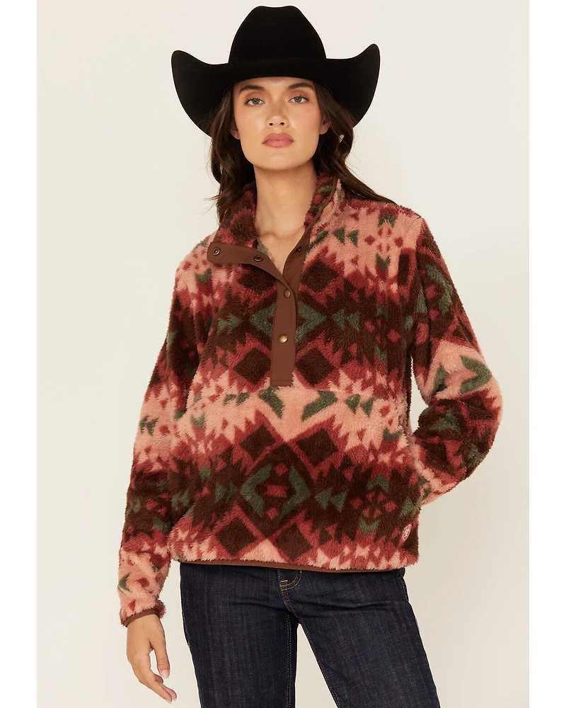 Ariat Women's Southwestern Print Berber Snap Pullover