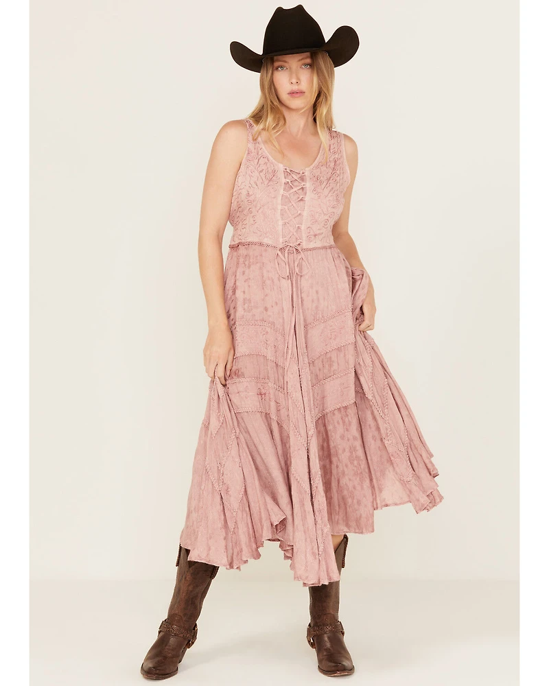 Scully Women's Lace-Up Jacquard Midi Dress